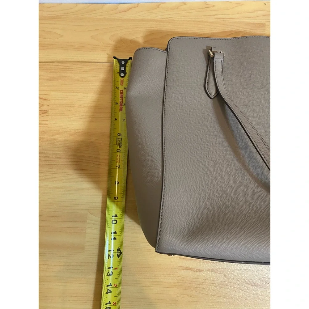 Tory Burch Emerson Large Zip Tote Gray Saffiano Leather Laptop Work Bag